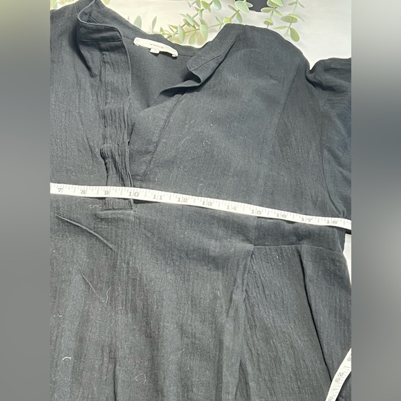 Vince Henley Linen Cotton Black 3/4 Sleeve Length Top Tunic Size Medium - Picture 5 of 9